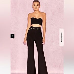 House of CB Bardot black high waisted bandage pants